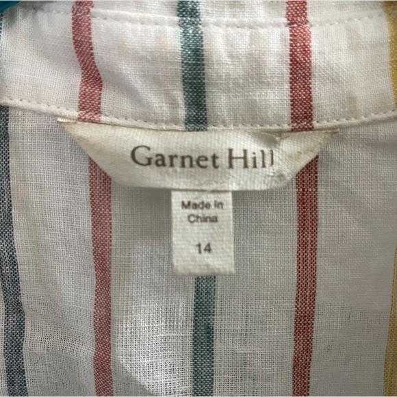 Garnet Hill- Colorful Striped Linen Button Up front Shirt - Picture 4 of 8